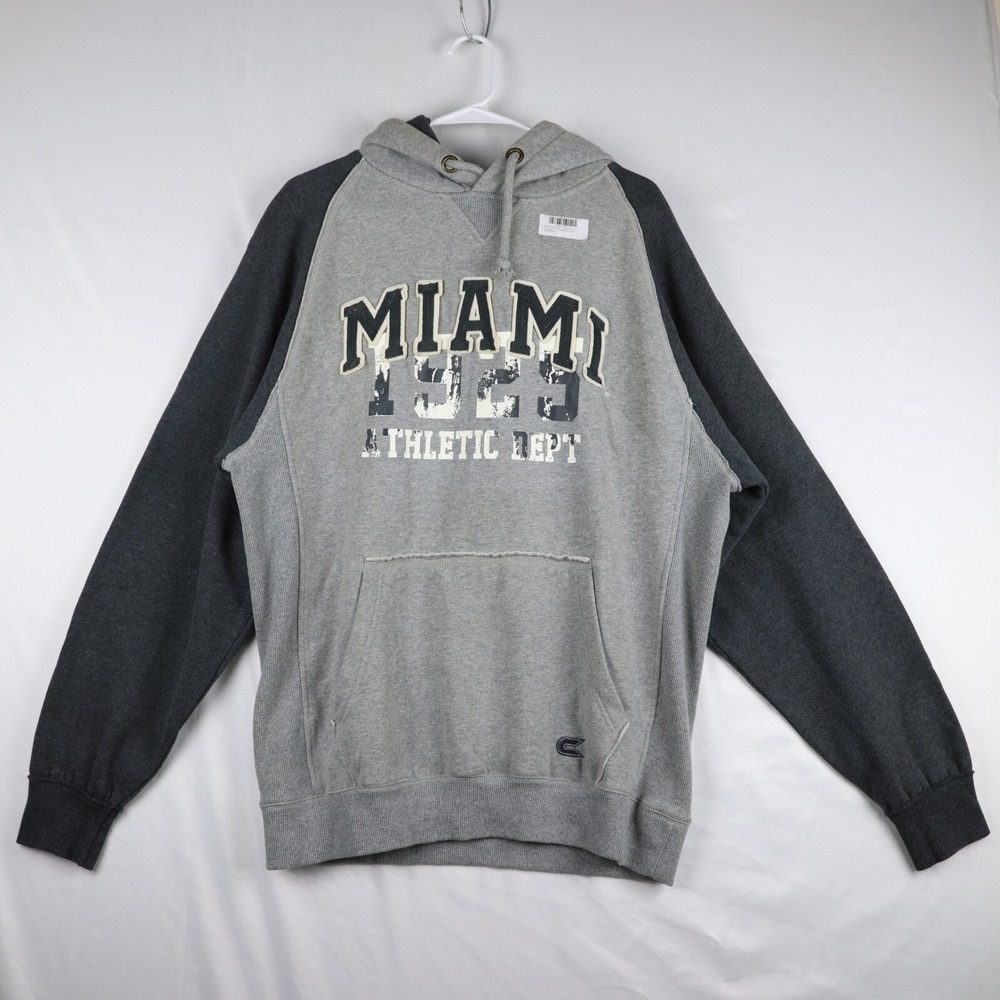 NWT Colosseum Hoodie Sweatshirt Mens Large Gray Two-Toned Miami Hurricanes